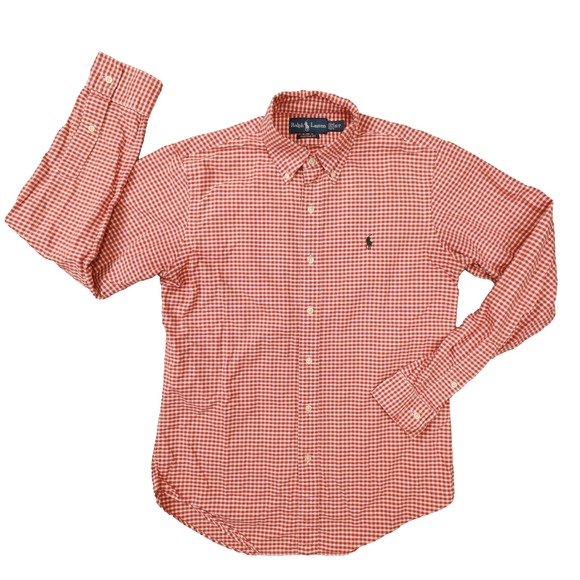 Ralph Lauren Other - Ralph Lauren‎ Orange Custom Fit Gingham Check Button Up Shirt Men's size Small